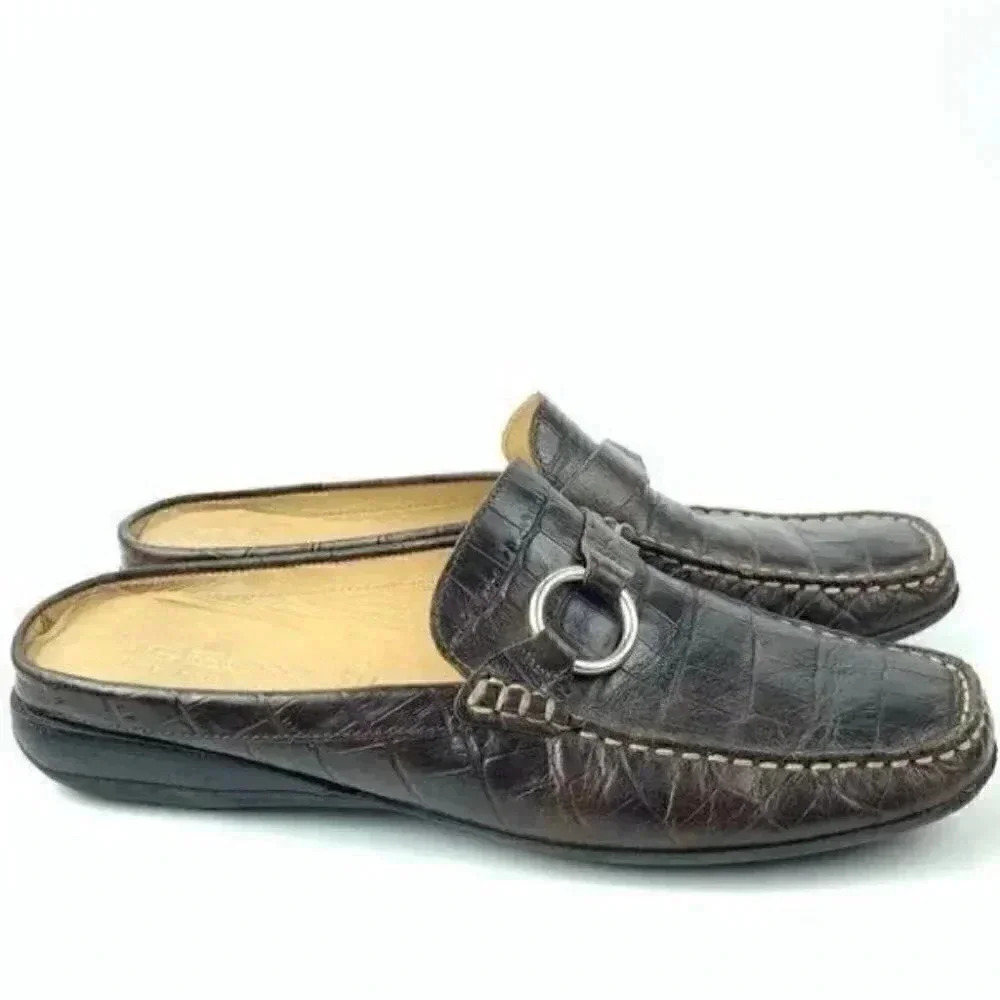 Geox Respira flats 38 brown croc embrossed leather